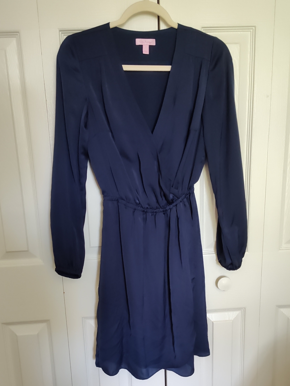 Lilly Pulitzer Whitaker Wrap Dress True Navy Long Sleeve Womens